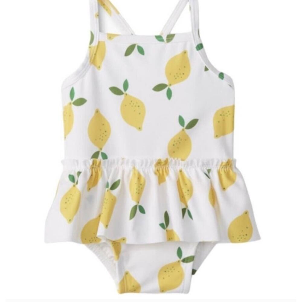 NEW! Hanna Andersson 'Lemon' Ruffle Swimsuit (18-24M)